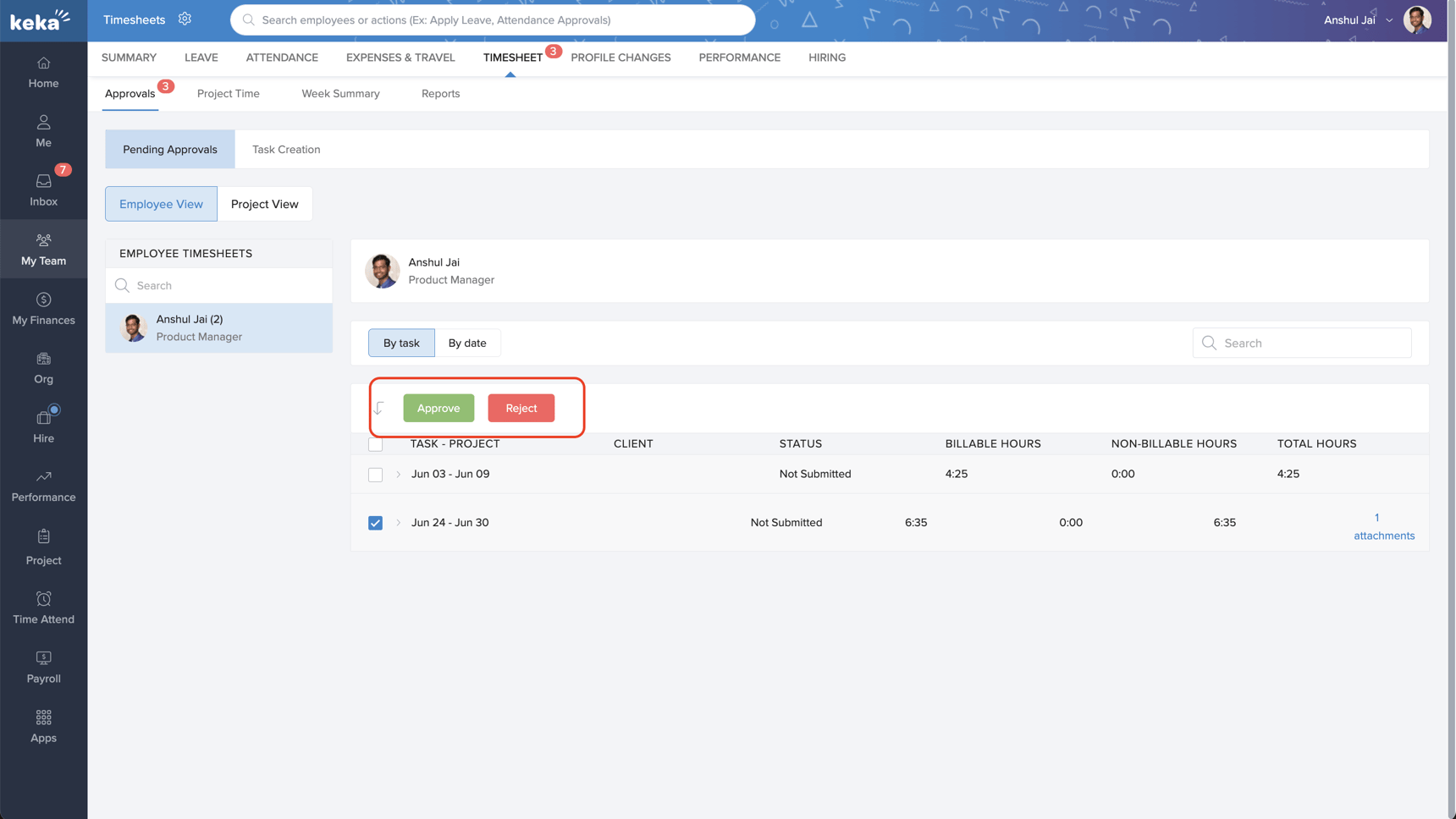 Managing Timesheet Approvals in Keka PSA