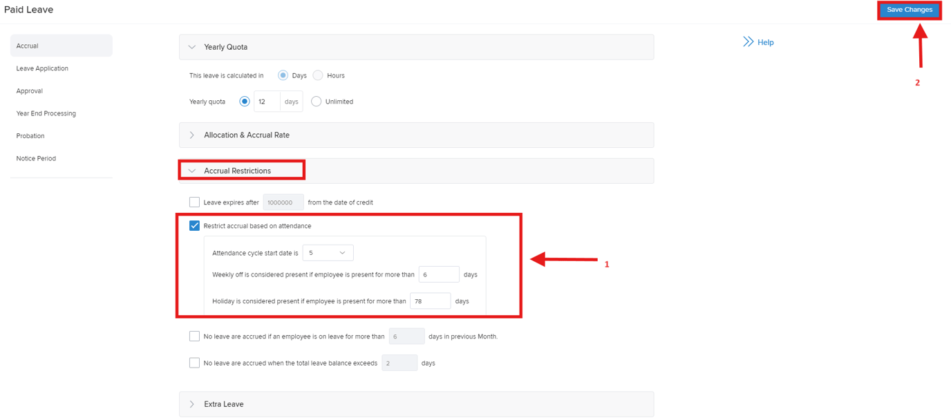 How to enable leave accrual based on employee's attendance?