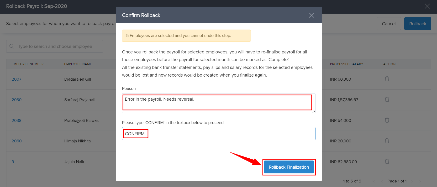 How to roll back the payroll of some employees or of an entire pay group