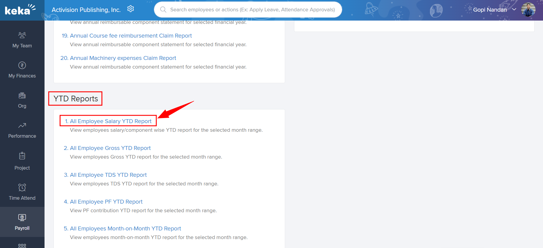 How to download the Employee salary YTD report